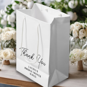 White Minimalist Bridal Shower Thank You Medium Gift Bag