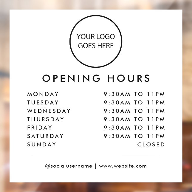 White Minimalist Business Logo Opening Times (Sheet 2)
