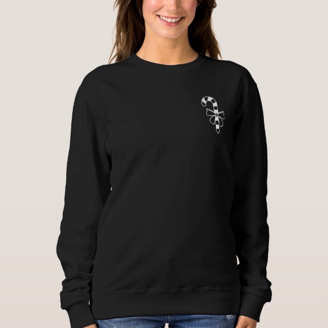 White Minimalist Candy Cane With A Bow Sweatshirt (Front)