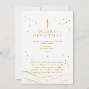 White Minimalist Celestial Christmas Gold TMF26 Holiday Card