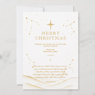 White Minimalist Celestial Christmas Gold TMF26 Holiday Card