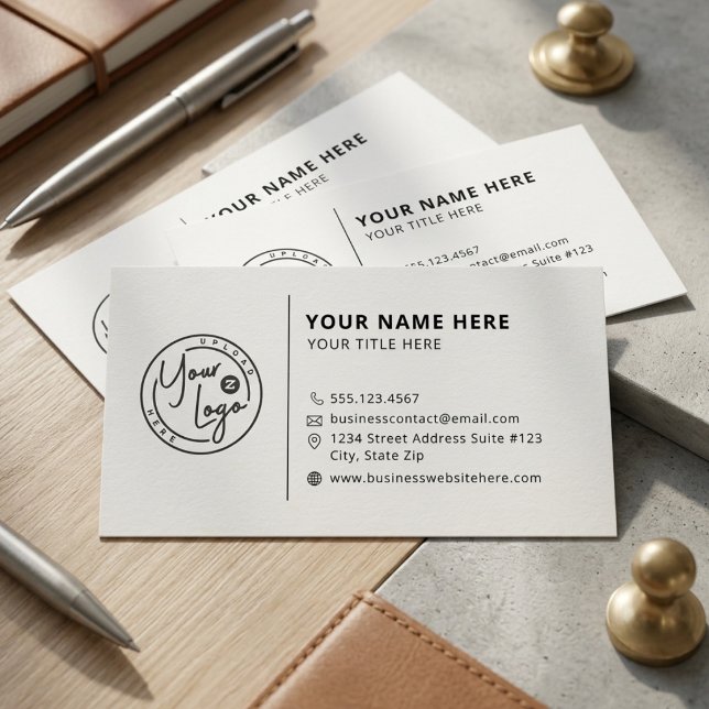 White Minimalist Circular Logo Script Business Car Card (Creator Uploaded)