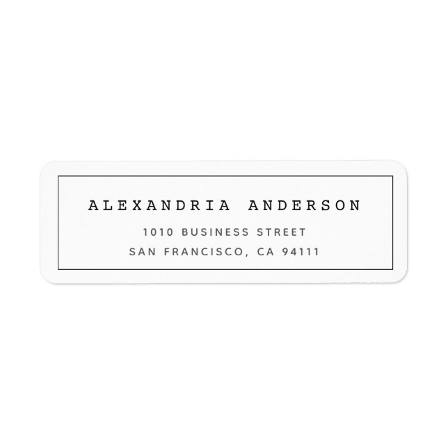 White Minimalist Clean Border Address Label (Front)
