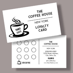 White Minimalist Coffee Shop Loyalty Card