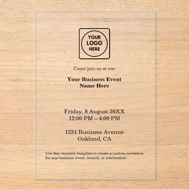White Minimalist Corporate | Modern Acrylic Event  Invitations (Front)