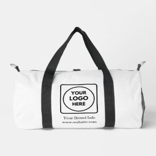 White Minimalist Custom Business Logo Design Duffle Bag