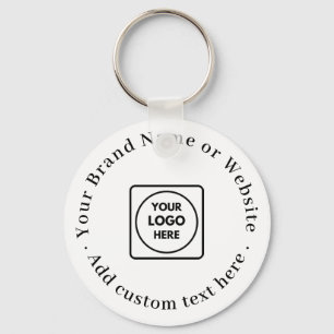 White Minimalist   Custom Business Logo  Key Ring