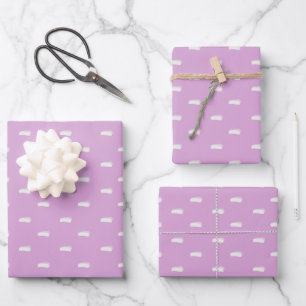 White Minimalist Dashes on Gray Pink Wrapping Paper Sheet