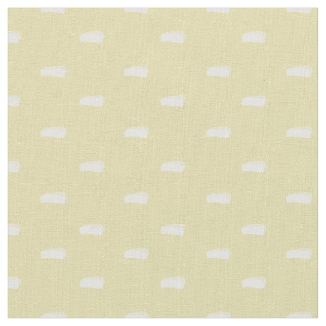 White Minimalist Dashes on Pastel Yellow Fabric (Close Up)