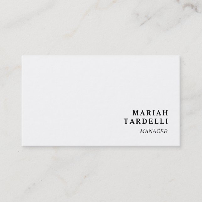 White Minimalist Elegant Chic Plain Business Card (Front)