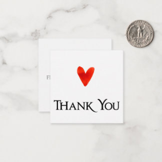White Minimalist Elegant Heart Wedding Thank You Card