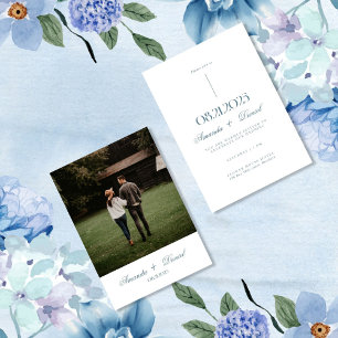 White Minimalist Elegant Photo Wedding Invitation