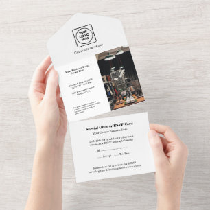 White Minimalist Event Clean Modern All-in-One All In One Invitation
