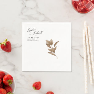 White Minimalist Fall Wedding Personalised Napkin