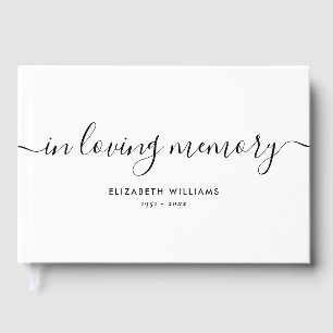 White Minimalist Funeral Celebration of Life Guest Book