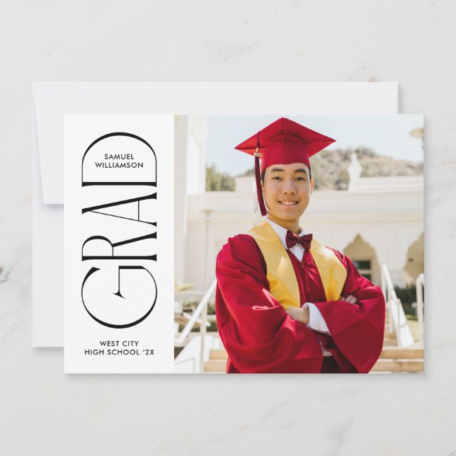 White Minimalist Graduation Announcement (Front)