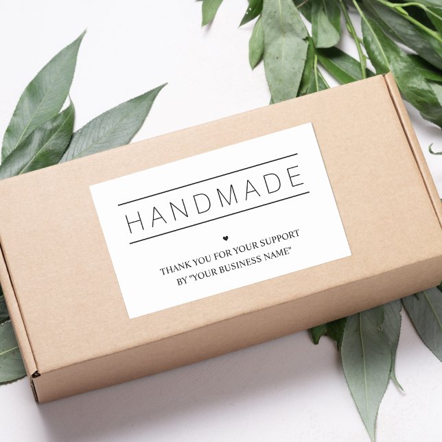 White Minimalist Handmade Artisan Gratitude Rectangular Sticker (Artisan Gratitude: White Minimalist Sticker for Small Handmade Businesses Sticker.)