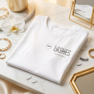 White Minimalist Lashes Artis Logo Employee Staff T-Shirt