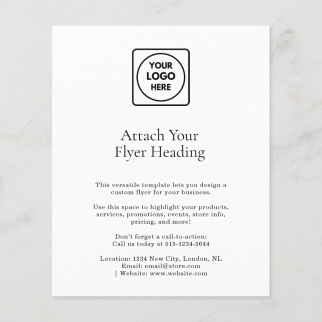 White Minimalist Logo | Clean Simple Business  Flyer (Front)