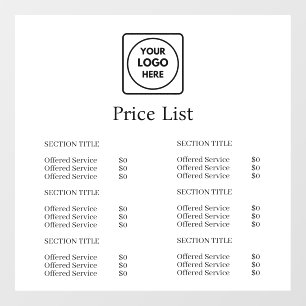 White Minimalist Logo   Modern Price List Display