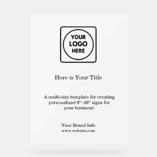 White Minimalist Logo   Modern Simple Branding Acrylic Sign