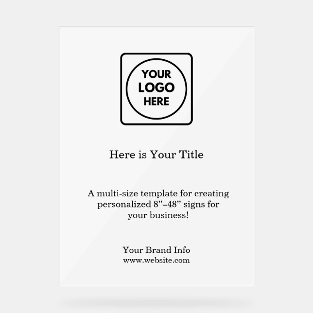 White Minimalist Logo | Modern Simple Branding Acrylic Sign (Front)