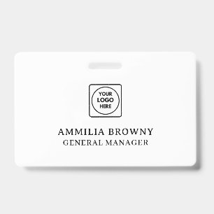 White Minimalist Modern Heart Clean Design ID Badge