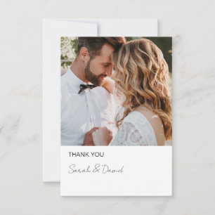 White Minimalist Modern Script Wedding Thank You Card
