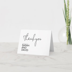 White Minimalist Modern Wedding Thank You Card