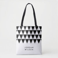 White Minimalist Name Black Triangle Pattern