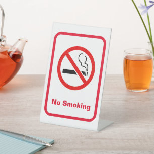 White Minimalist No Smoking Signage Pedestal Sign