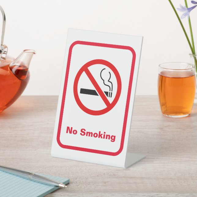 White Minimalist No Smoking Signage  Pedestal Sign (In SItu)