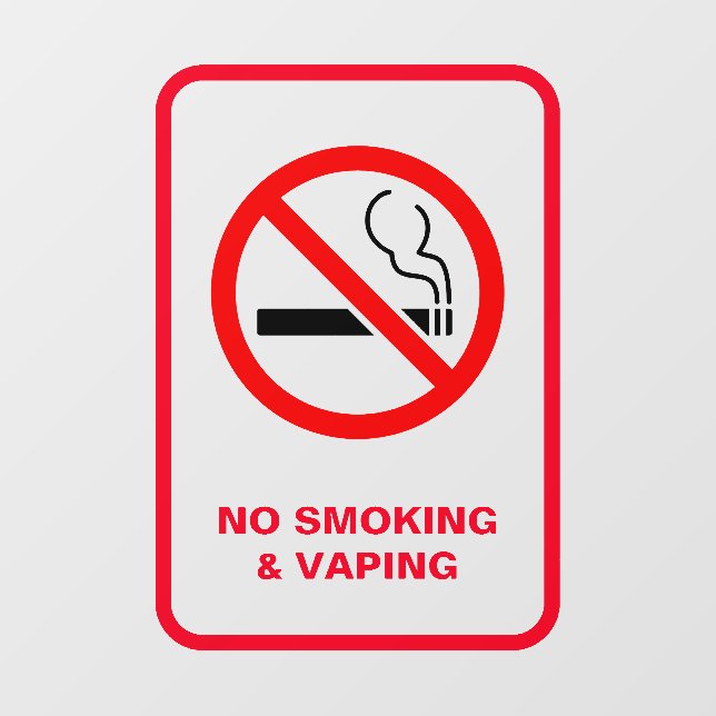 White Minimalist No Smoking & Vaping Signage  (Sheet)