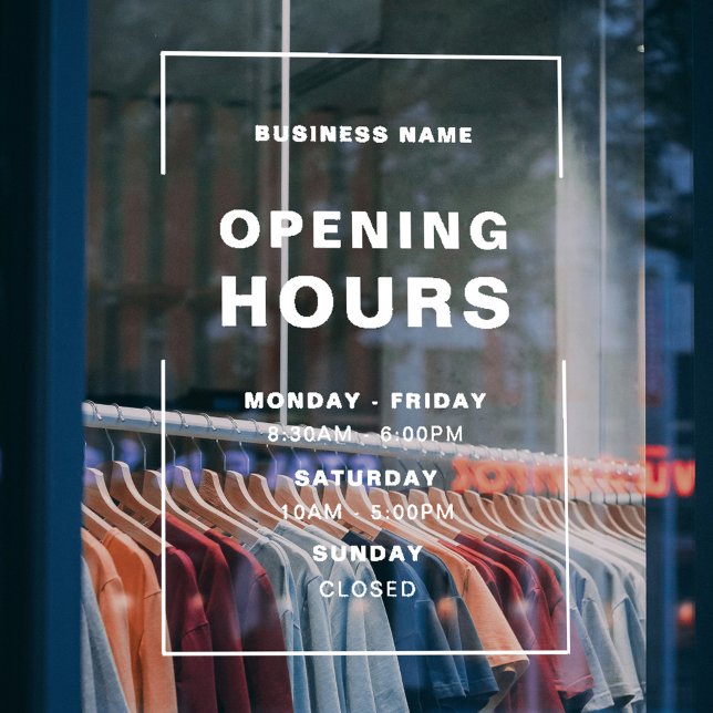 White Minimalist Opening Hours with Business Name (Creator Uploaded)