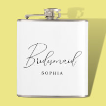 White Minimalist Script Typography Bridesmaid