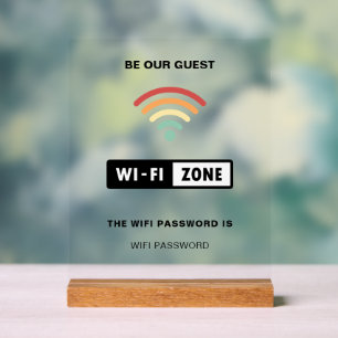 White Minimalist Simple Wifi Password  Acrylic Sign