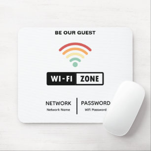 White Minimalist Simple Wifi Password  Mouse Pad