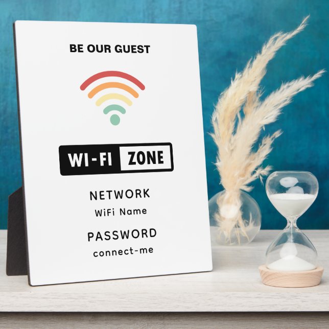 White Minimalist Simple Wifi Password  Plaque (Side)