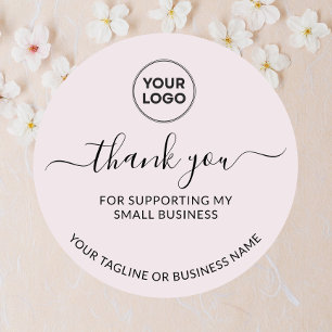 White Minimalist Thank You Logo  Round Sticker