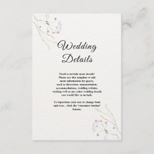 White Minimalist watercolor flowers wedding Enclosure Card