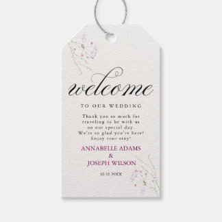 White Minimalist watercolor flowers wedding Gift Tags