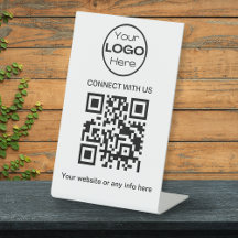 White Minimalistic Business Logo and QR Code