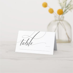 White Minimalistic Calligraphy Folded Place Card