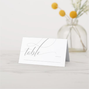 White Minimalistic Calligraphy Folded Place Card