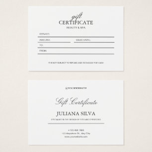 White Minimalistic Elegant Beauty Gift Certificate