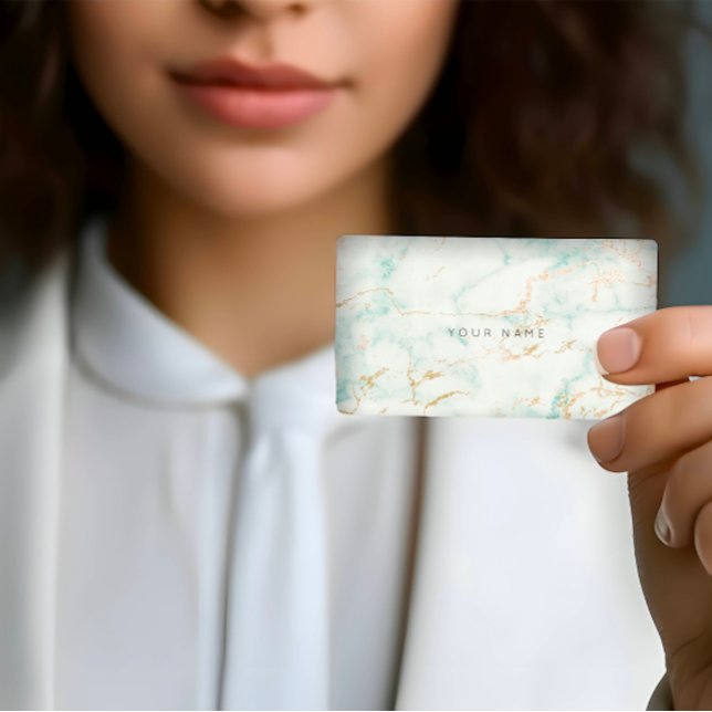 White Mint Green Gold Gray Marble Vip Business Card (#DigitalElegance #MatrixMarvel #MetallicMintMagic #CyberRainRevolution #SEOShine #BrandBrilliance )