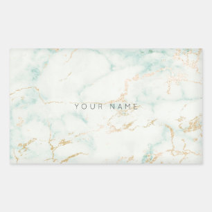 White Mint Green Gold Grey Marble Vip Rectangular Sticker