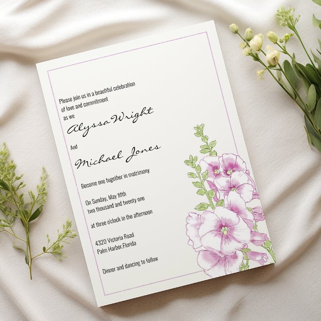 White mint green pink  flowers botanical Wedding  Invitation (White mint green pink flowers botanical Wedding)