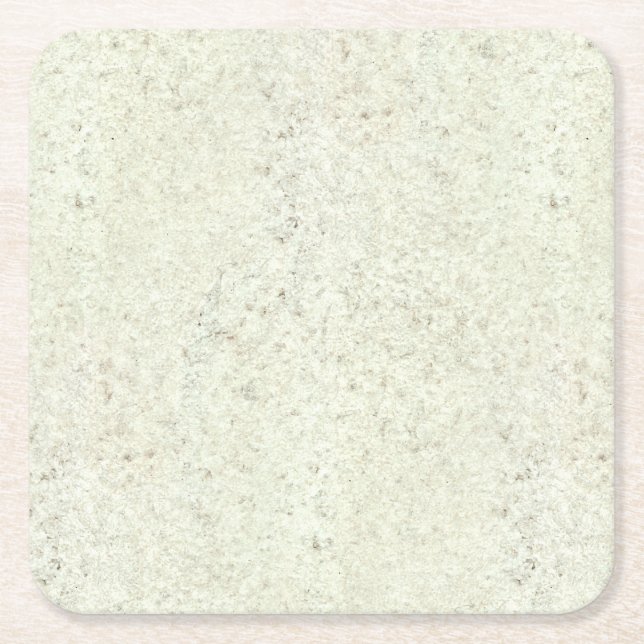 White Mist Cork Wood Grain Look Square Paper Coaster (Front)