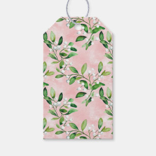 White Mistletoe On Pink Vintage Christmas  Gift Tags
